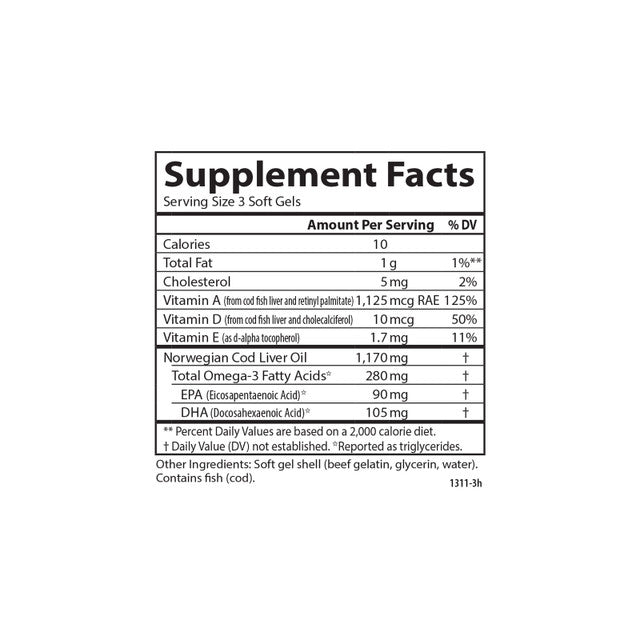 Carlson Labs Cod Liver Oil Minis, 280mg - 250 mini softgels - Omegas, EFAs, CLA, Oils at MySupplementShop by Carlson Labs