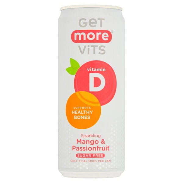 Get More Vits VIT D Can Sparkling Mango & Passionfruit 12 x 330 ml - Sports Nutrition at MySupplementShop by Get More Vits