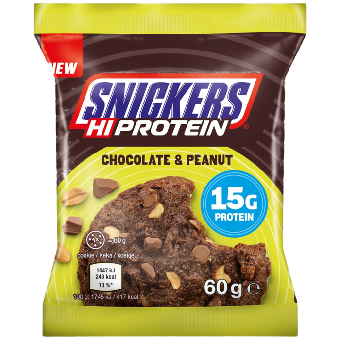 Snickers Hi-Protein Chocolate Peanut Cookies – 12x60g | 15g Protein | Guilt-Free Snacking