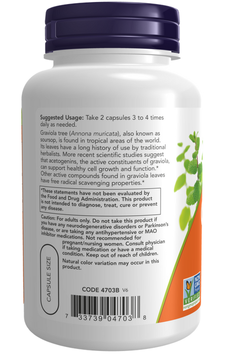 NOW Foods Graviola, 500mg - 100 vcaps - Health and Wellbeing at MySupplementShop by NOW Foods