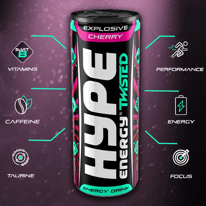 HYPE Twisted Cherry 24x250ml Cheesecake - Energy Drinks at MySupplementShop by Hype Energy Drinks