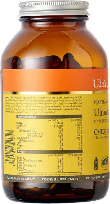 Udo's Choice Ultimate Oil Blend 1000mg 180 Capsules - Sports Nutrition at MySupplementShop by Udo's Choice