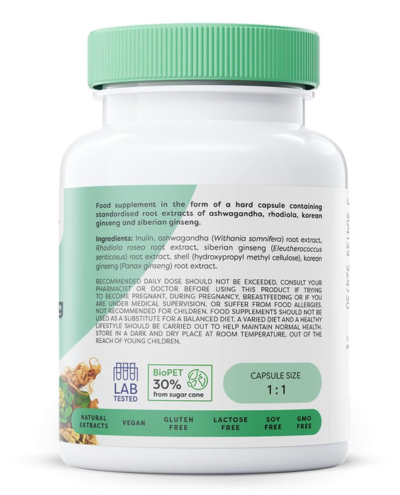 Ashwagandha + Rhodiola & Ginseng - 60 vegan capsules - Health and Wellbeing at MySupplementShop by Osavi