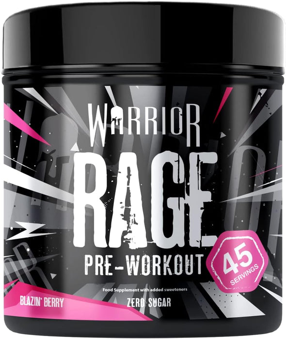 Warrior Rage Pre Workout 392g 45 Servings - Blazin' Berry - Pre Workout at MySupplementShop by Warrior