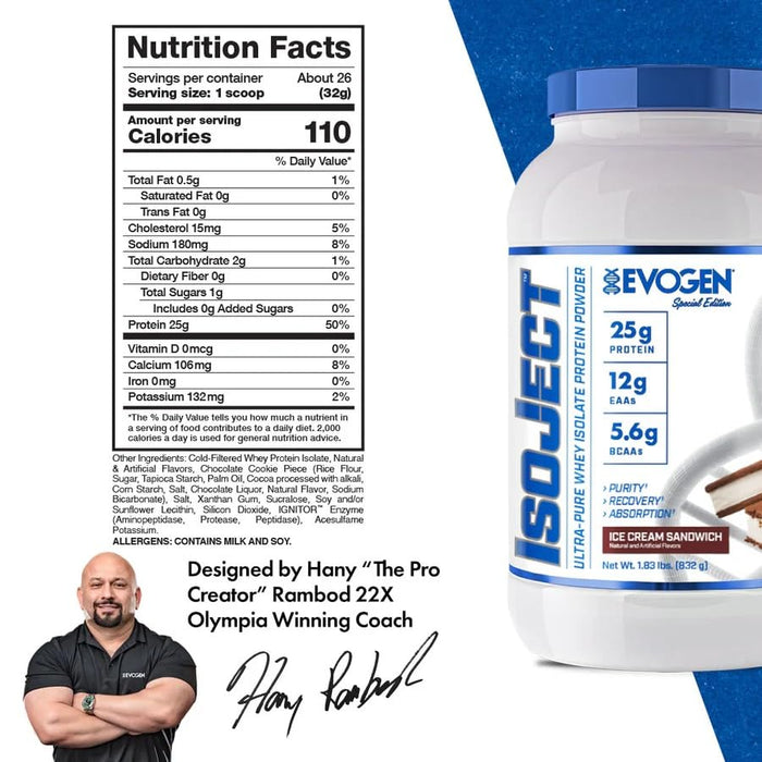 Evogen IsoJect, Ice Cream Sandwich 832g - Whey Proteins at MySupplementShop by Evogen