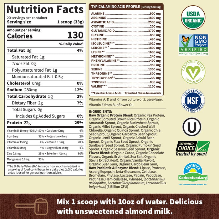 Garden of Life Raw Organic Protein, Chocolate - 660g - Protein at MySupplementShop by Garden of Life