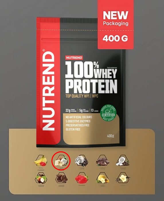 Nutrend 100% Whey Protein, White Chocolate + Coconut - 400g - Whey Proteins at MySupplementShop by Nutrend