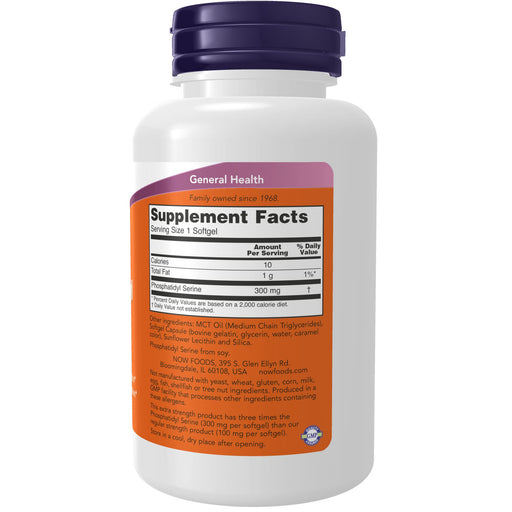 NOW Foods Phosphatidyl Serine, 300mg Extra Strength - 50 softgels - Health and Wellbeing at MySupplementShop by NOW Foods