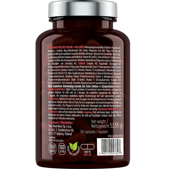 Multivit for Him + Maca Root - 90 caps - Health and Wellbeing at MySupplementShop by Essensey