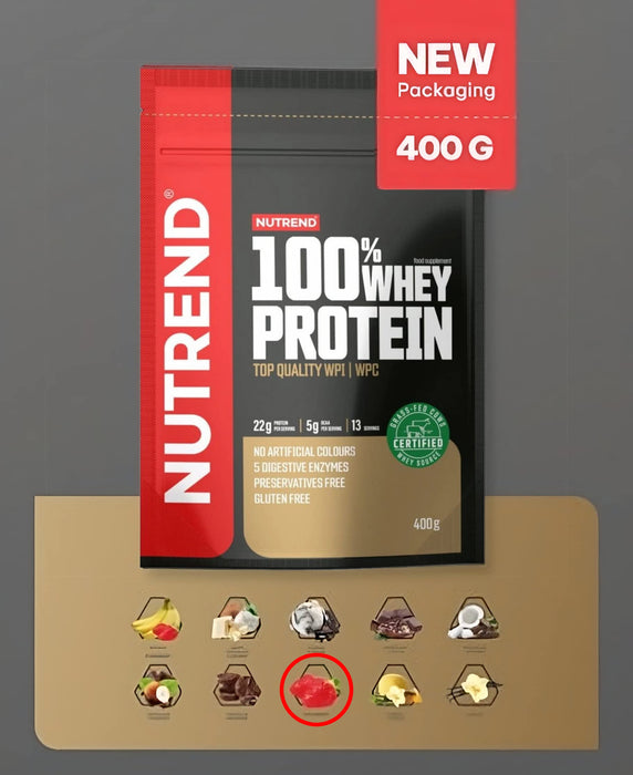 Nutrend 100% Whey Protein, Strawberry - 400g - Whey Proteins at MySupplementShop by Nutrend