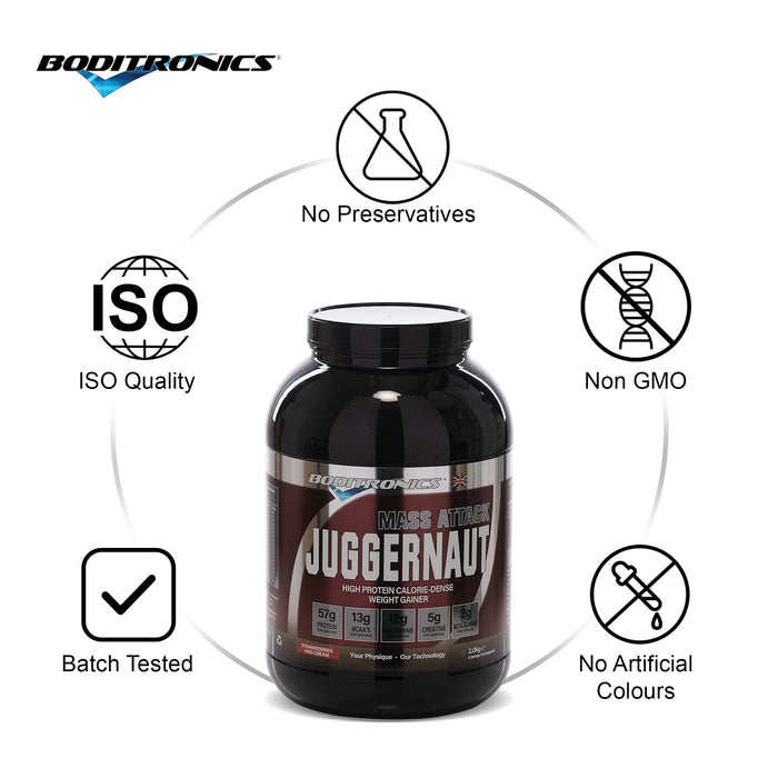 Mass Attack Juggernaut Strawberries & Cream 2Kg - Sports Nutrition at MySupplementShop by Boditronics