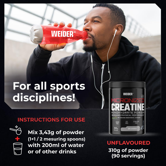 Weider Micronized Creatine, Unflavoured - 310g - Creatine at MySupplementShop by Weider