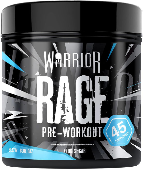 Warrior Rage Pre Workout 392g 45 Servings - Blue Raspberry - Pre Workout at MySupplementShop by Warrior