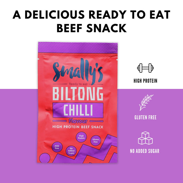 Smally's Biltong 10x28g Chilli - Jerky at MySupplementShop by Smally's Biltong