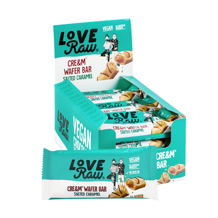 LoveRaw Vegan Cream Filled Wafer Bar 12x43g Salted Caramel - Sports Nutrition at MySupplementShop by LoveRaw