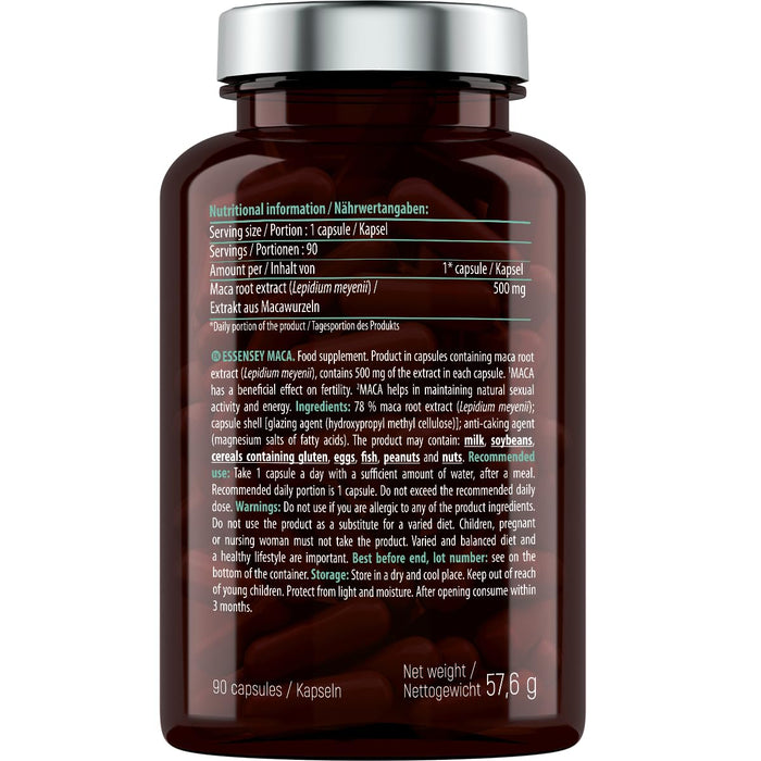 Maca, 500mg - 90 caps - Health and Wellbeing at MySupplementShop by Essensey