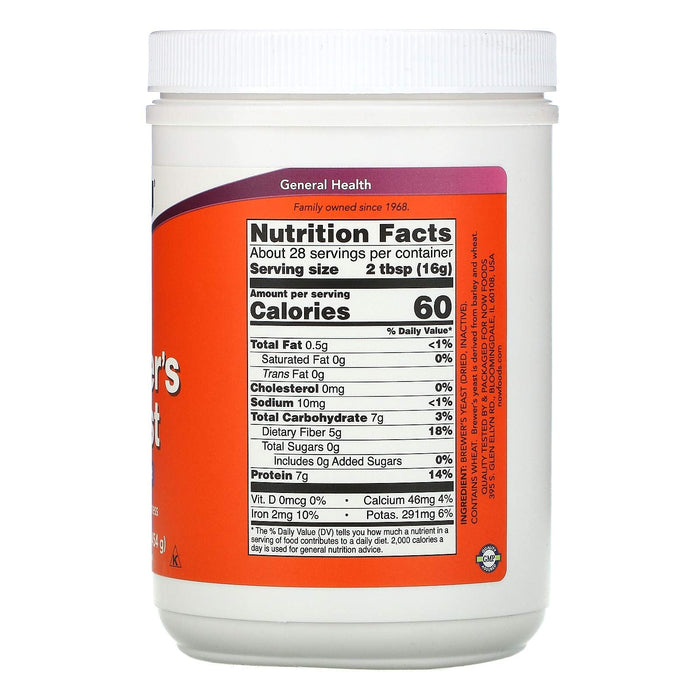 NOW Foods Brewer's Yeast, Powder - 454g - Health and Wellbeing at MySupplementShop by NOW Foods