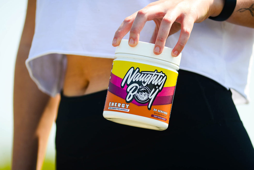 Naughty Boy Energy 390g Fizzy Peach Sweets - Pre & Post Workout at MySupplementShop by Naughty Boy