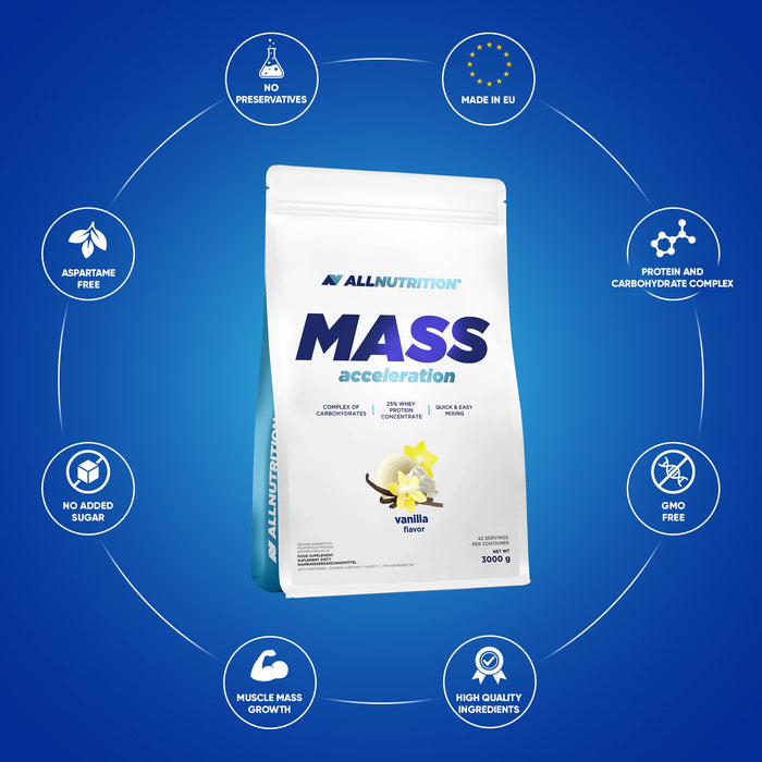 Allnutrition Mass Acceleration, Vanilla - 3000 grams - Weight Gainers & Carbs at MySupplementShop by Allnutrition