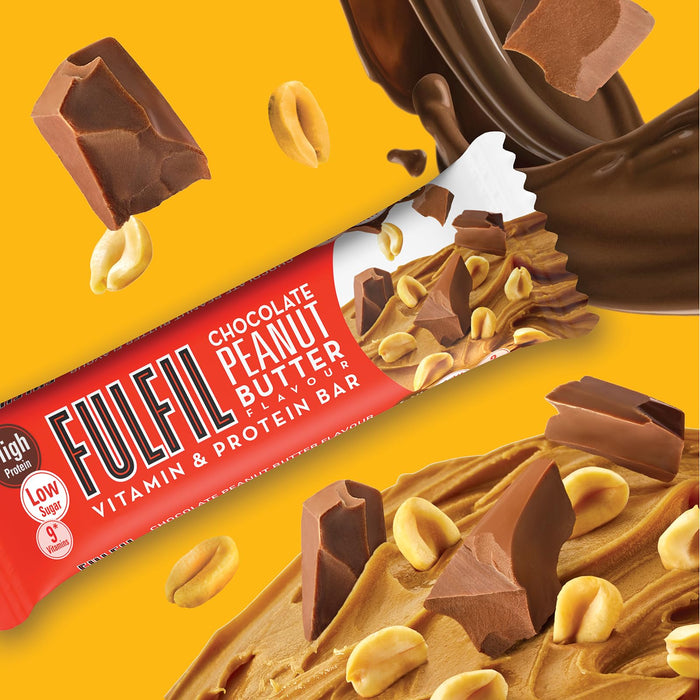 Fulfil Nutrition Vitamin Protein Bar 15x55g Chocolate Peanut Butter - Protein Bars at MySupplementShop by Fulfil Nutrition