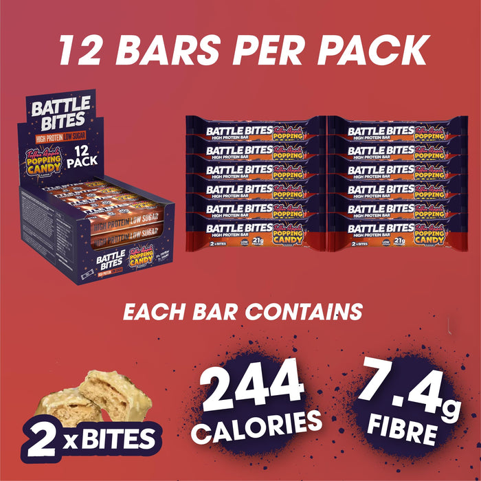 Battle Snacks Battle Bites 12x62g Toffee Apple Popping Candy - Protein Bars at MySupplementShop by Battle Snacks