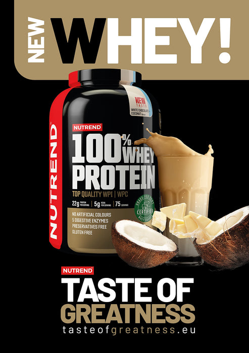 Nutrend 100% Whey Protein, White Chocolate + Coconut 2250g - Whey Proteins at MySupplementShop by Nutrend