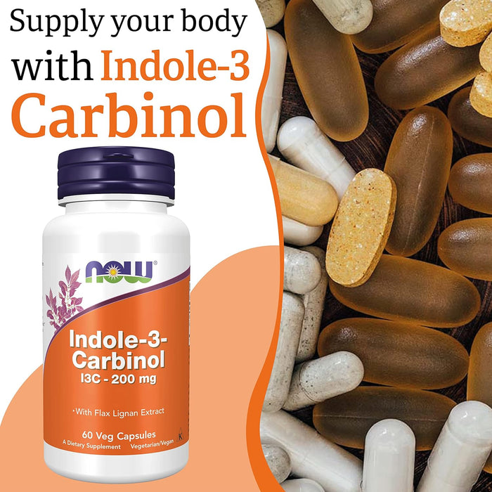 NOW Foods Indole-3-Carbinol (I3C), 200mg - 60 vcaps - Health and Wellbeing at MySupplementShop by NOW Foods