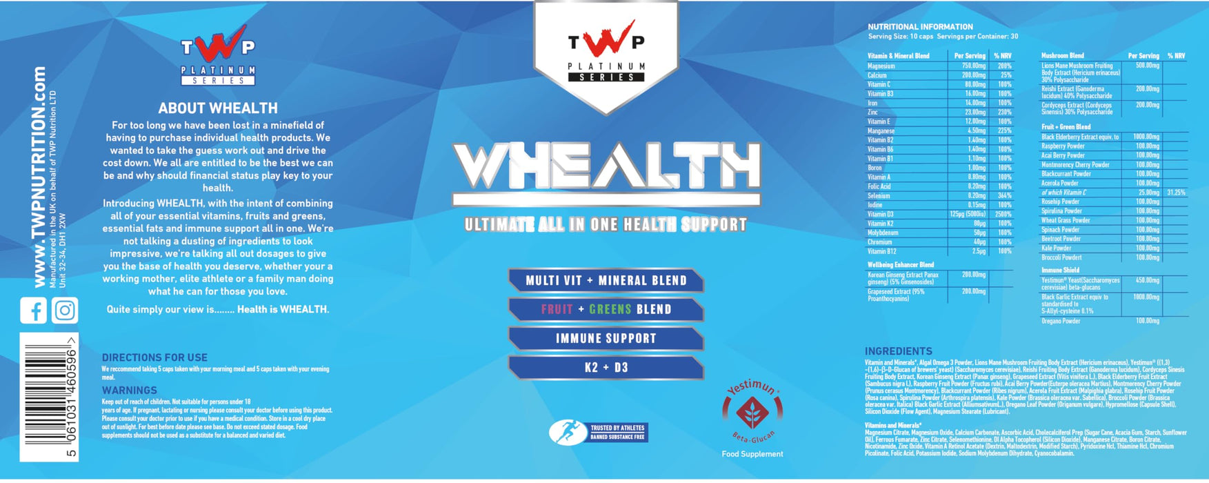 TWP Whealth Health Support 30 Serv - Combination Multivitamins & Minerals at MySupplementShop by TWP