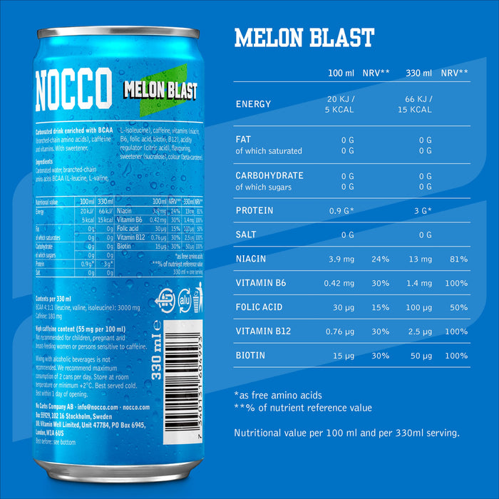 NOCCO BCAA 12x330ml - Energy Drinks at MySupplementShop by NOCCO