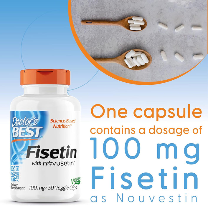 Doctor's Best Fisetin with Novusetin, 100mg - 30 vcaps - Health and Wellbeing at MySupplementShop by Doctor's Best