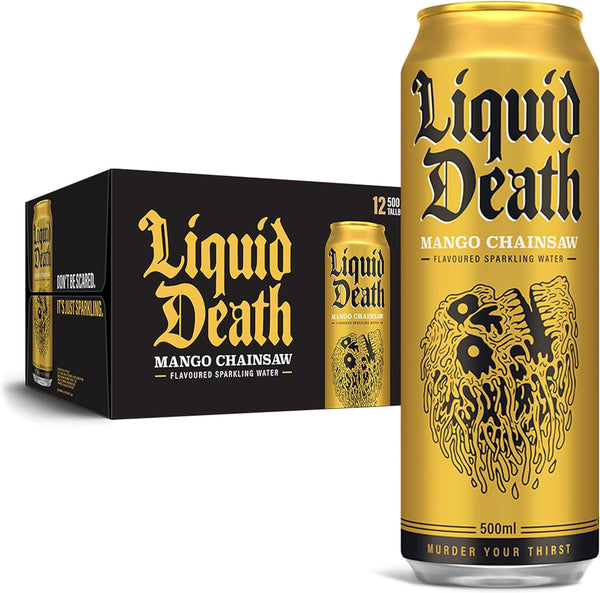 Liquid Death Sparkling Water 12 x 500ml - Mango Chainsaw - Sparkling Water at MySupplementShop by Liquid Death