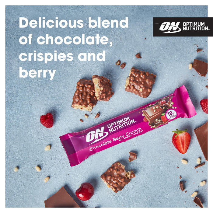 Optimum Nutrition Crunch Bar 12x55g Choc Red Berry - Food Cupboard at MySupplementShop by Optimum Nutrition