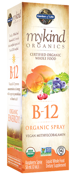 Garden of Life Mykind Organics B-12 Organic Spray, Raspberry - 58 ml.