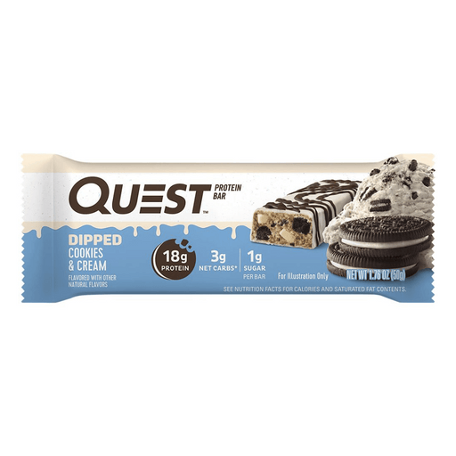 Quest Nutrition Bar 12x60g Dipped Cookies & Cream - Sports Supplements at MySupplementShop by Quest Nutrition