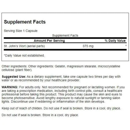 Swanson St. John's Wort, 375mg - 120 caps - Health and Wellbeing at MySupplementShop by Swanson