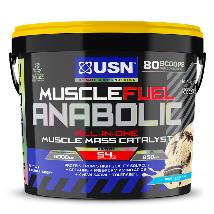 USN Muscle Fuel Anabolic 4kg | All-in-one Protein Powder - Cookies & Cream - Whey Proteins at MySupplementShop by USN