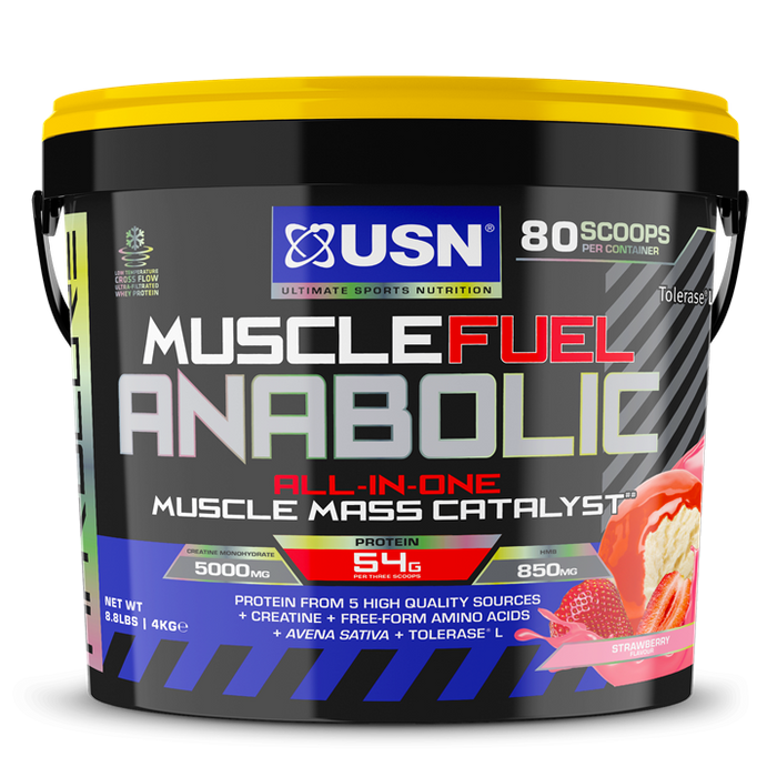 USN Muscle Fuel Anabolic 4kg | All-in-one Protein Powder - Strawberry - Whey Proteins at MySupplementShop by USN