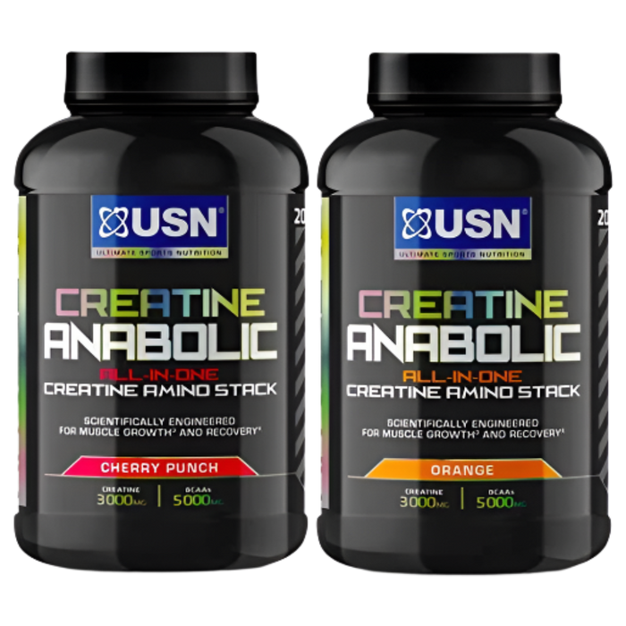 USN Creatine Anabolic All-in-One-Kreatin-Amino-Muskelaufbau-Stack Kirsche 900 g