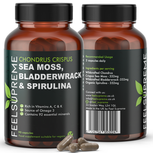 Feel Supreme Seamoss with Bladderwrack and Spirulina | Detox Blend 90Veg Caps - Sports Supplements at MySupplementShop by Feel Supreme