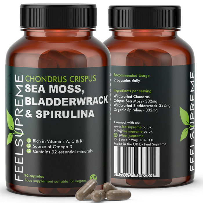 Feel Supreme Seamoss with Bladderwrack and Spirulina | Detox Blend 90Veg Caps - Sports Supplements at MySupplementShop by Feel Supreme