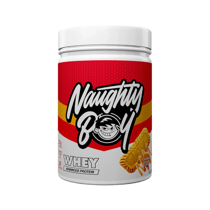 Naughty Boy Advanced Whey Protein 900g - 30 Servings (Multiple Flavours Available) - Caramel Biscuit - Whey Protein at MySupplementShop by Naughty Boy