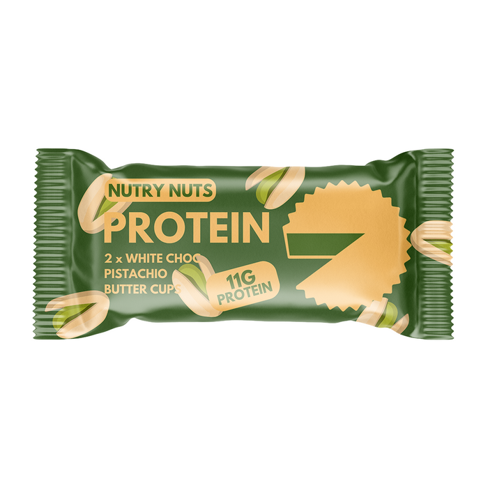 Nutry Nuts Protein-Butterbecher, 12 x 42 g, weiße Schoko-Pistazien