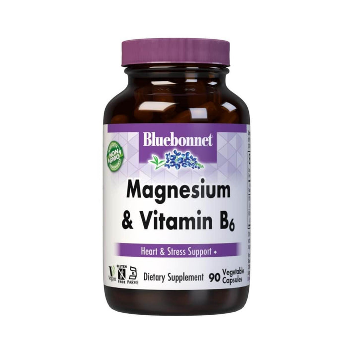 Bluebonnet Magnesium & Vitamin B6 90 Vegetable Capsules - Heart Health at MySupplementShop by Bluebonnet Nutrition