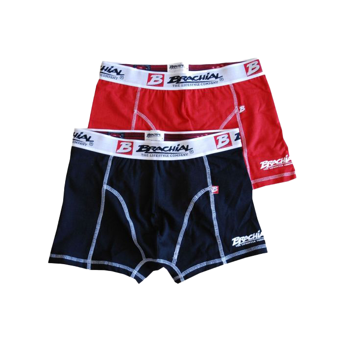 Brachial 2 Pack Boxer Shorts - Red & Black