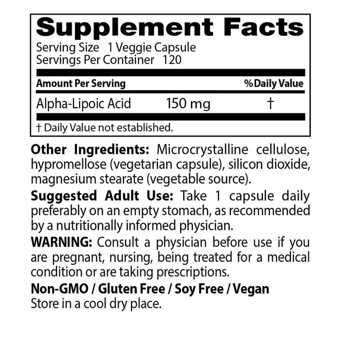 Doctor's Best Alpha-Lipoic Acid 150 mg 120 Veggie Capsules - Health and Wellbeing at MySupplementShop by Doctor's Best