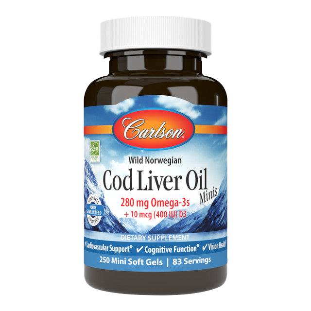 Carlson Labs Cod Liver Oil Minis, 280mg - 250 mini softgels