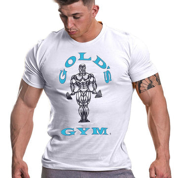 Golds Gym Muscle Joe T-Shirt - White/Blue - T-shirt at MySupplementShop by Gold's Gym