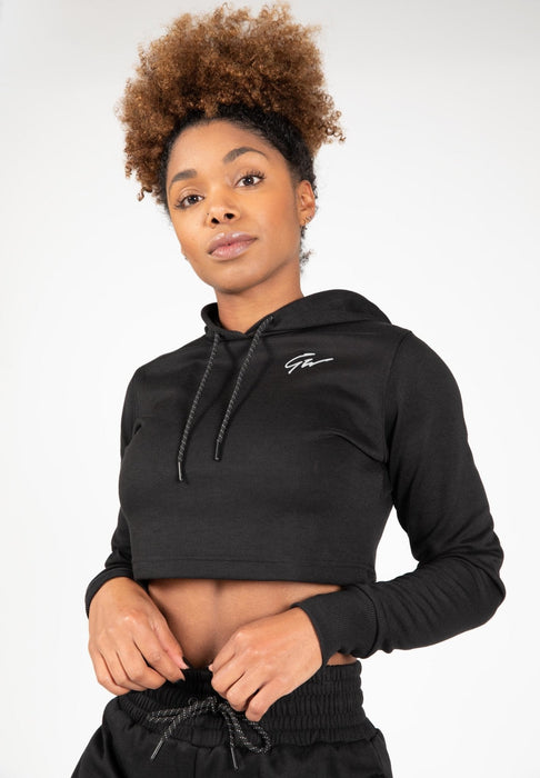 Gorilla Wear Pixley Crop Top Hoodie - Black - Hoodie at MySupplementShop by Gorilla Wear