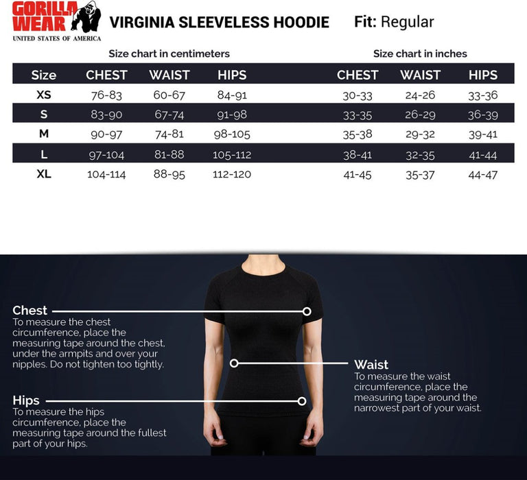 Gorilla Wear Virginia Sleeveless Hoodie Black - Sleeveless Hoodie at MySupplementShop by Gorilla Wear