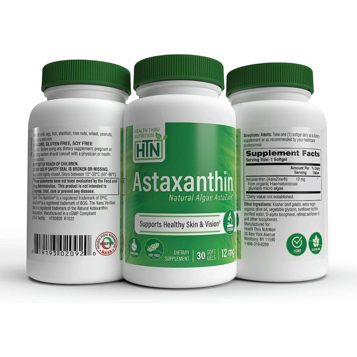 Health Thru Nutrition Astaxanthin 12mg 30 Softgels - Astaxanthin at MySupplementShop by Health Thru Nutrition